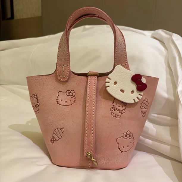 原生原物治愈系粉色kitty菜篮子