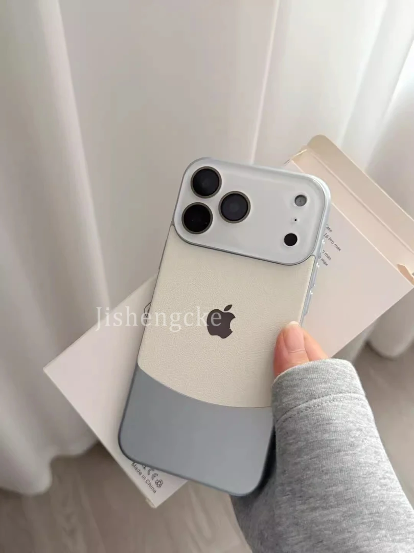 ins拼色素皮纹适用iPhone17promax手机壳14手机壳16ProMax水晶17