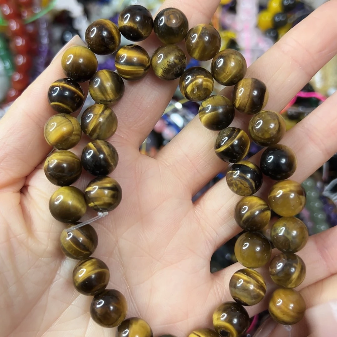 玛瑙/玉髓未镶嵌珠宝半成品，卡10黄虎眼一条