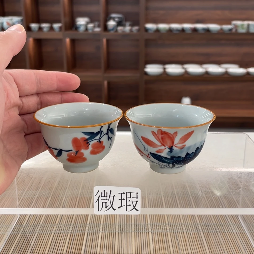 釉下手绘茶具微瑕