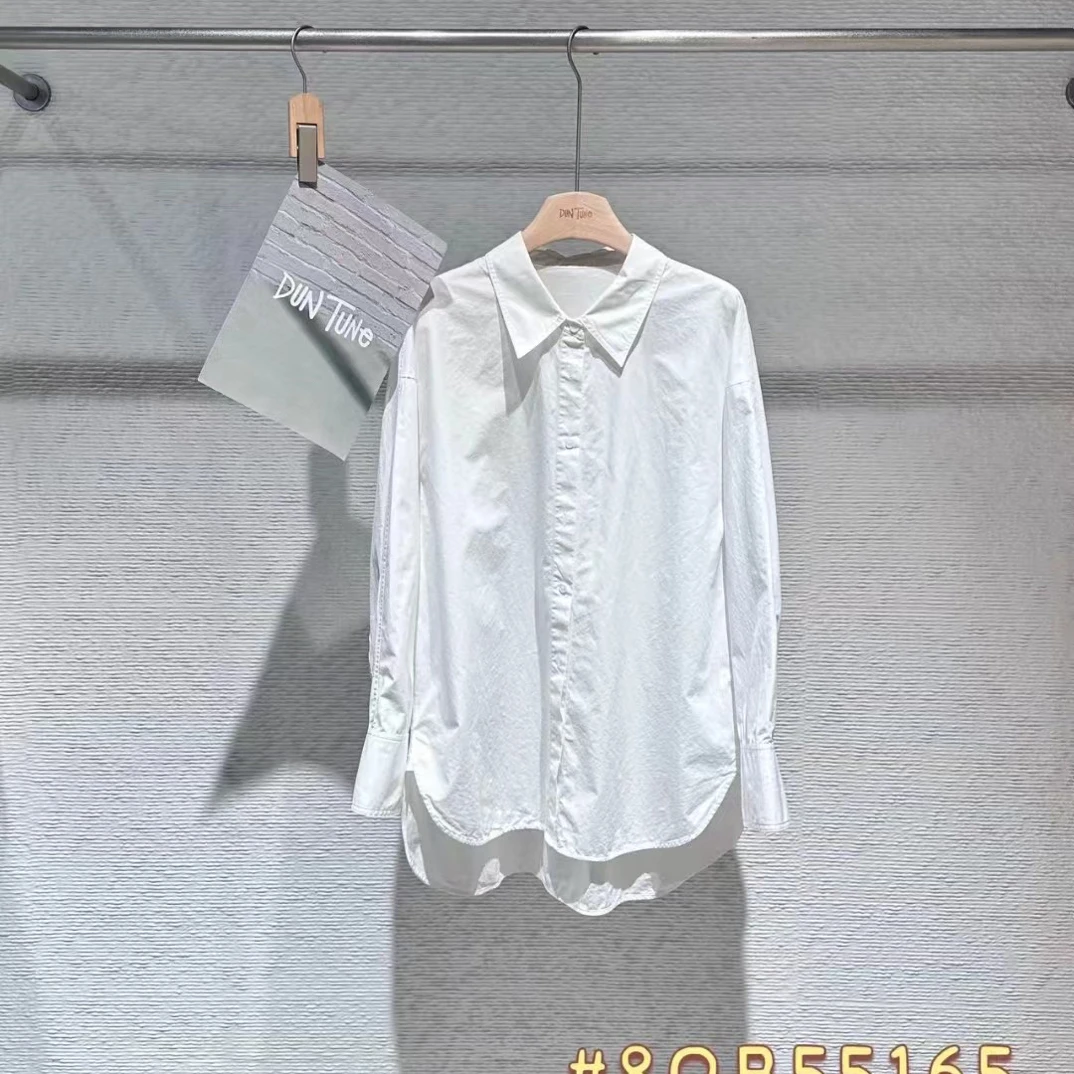 小众韩版设计感秋季女装 polo中长款衬衫