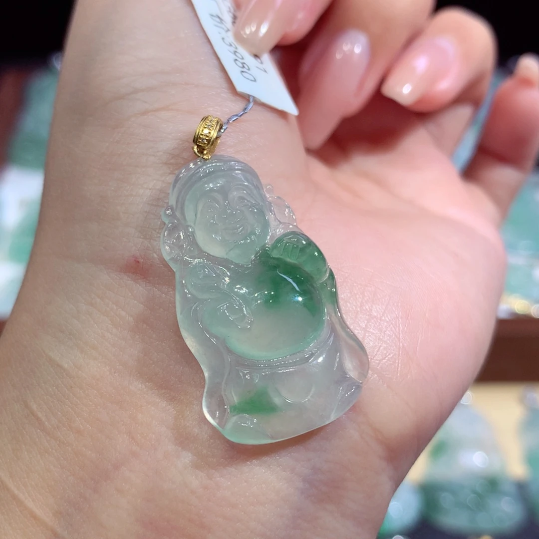 翡翠18K金镶嵌吊坠(不含链)