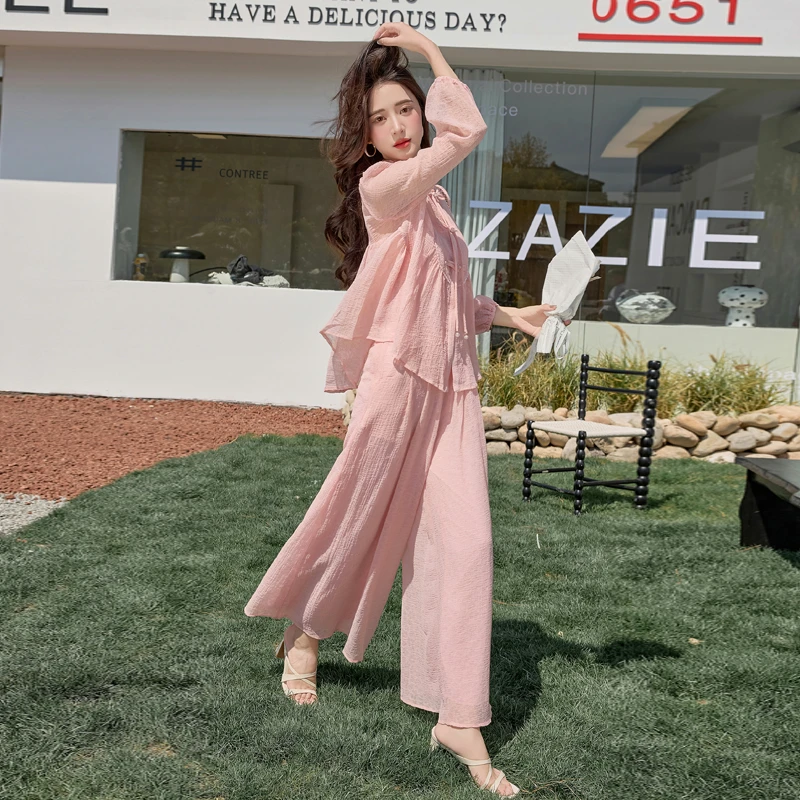 水衣源2606款新中式阔腿裤套装女夏新款防晒配吊带三件套显瘦气质