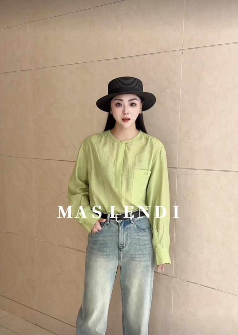 玛丝恩迪苎麻立领防晒衬衫轻薄两穿设计简约百搭上衣