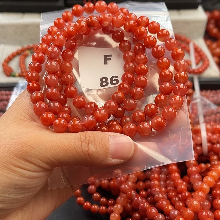 茶***语南红玛瑙未镶嵌多样性发货默认微瑕称重8mm