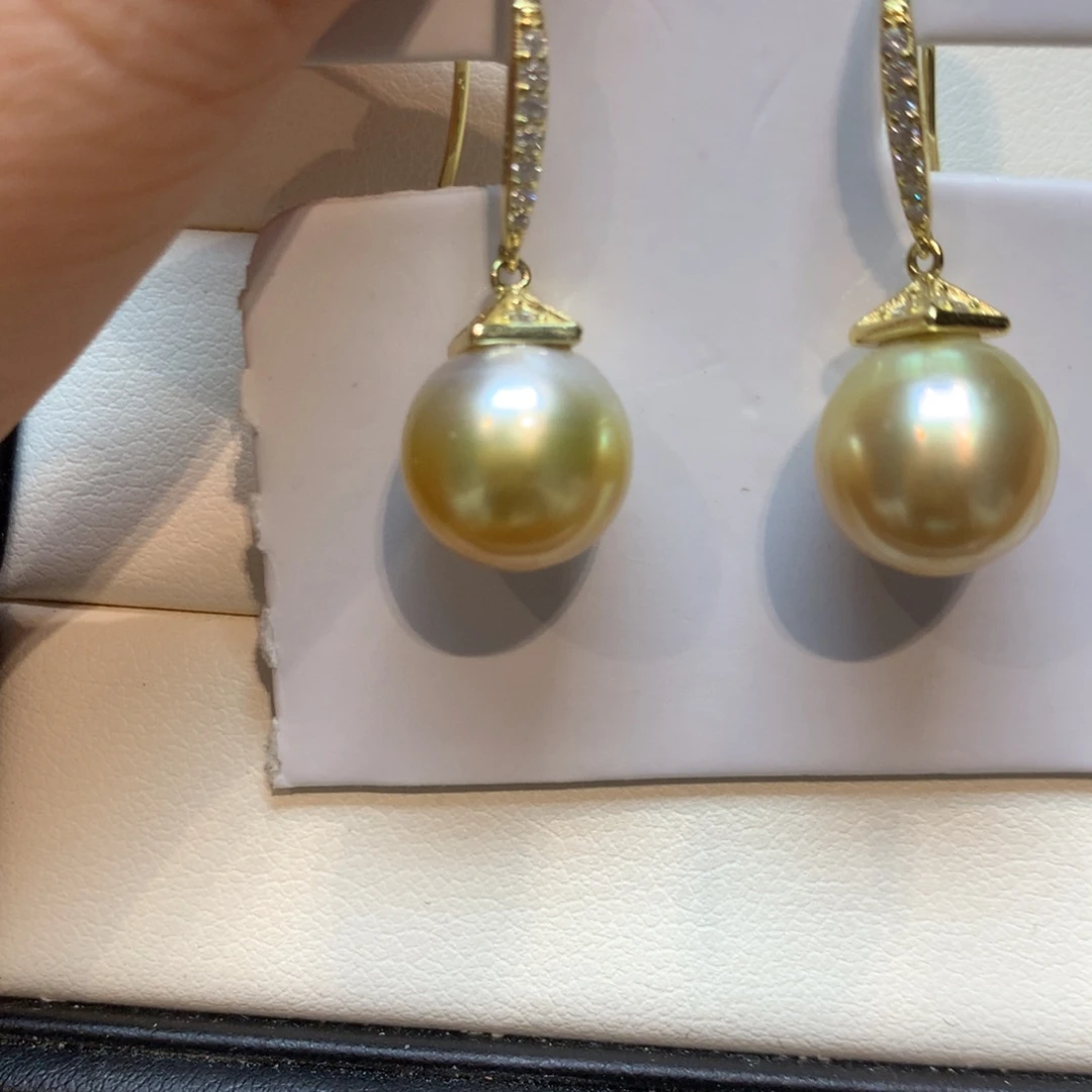 银S925镶嵌海水珍珠耳饰