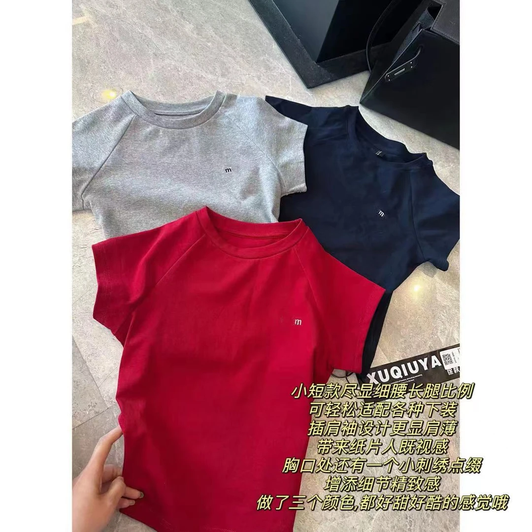 徐秋阳  缪系女孩 百搭时尚休闲夏季显瘦显白圆领短袖10791