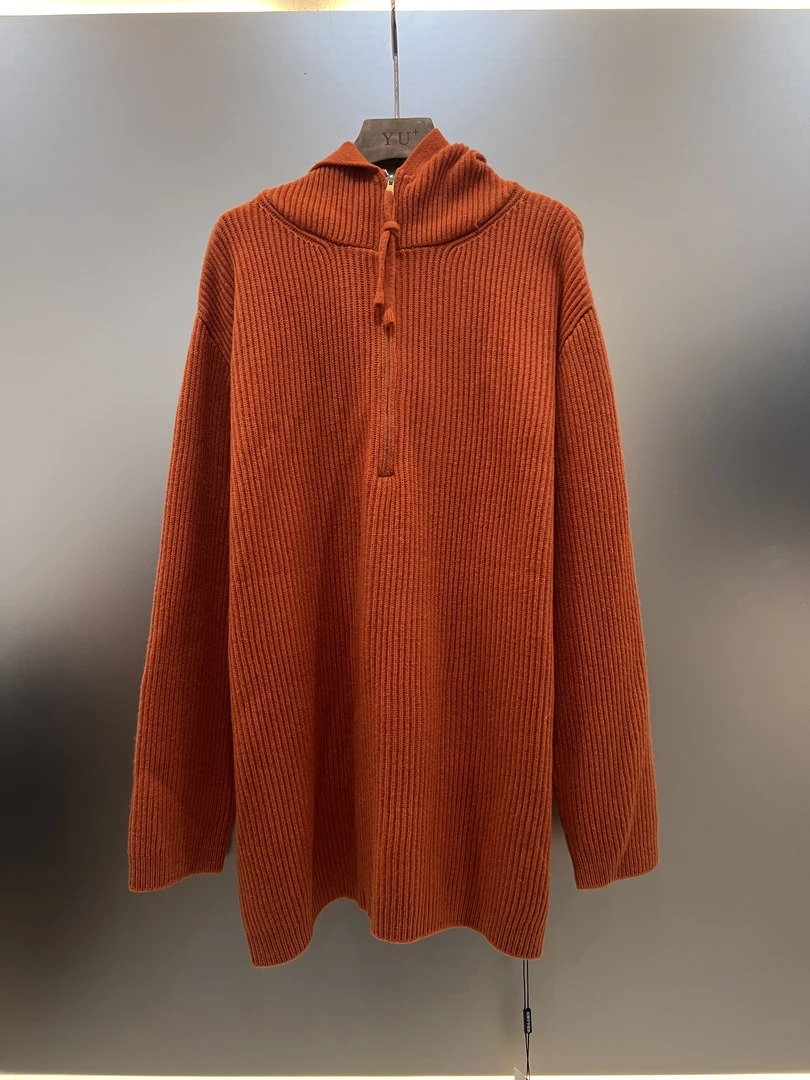 静姐 欧货圆领撞色长袖休闲连帽针织衫毛衣   8853