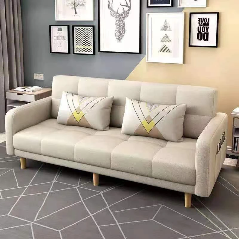 简约现代布艺沙发北欧出租房单双人可折叠多功能小户型客厅科技布