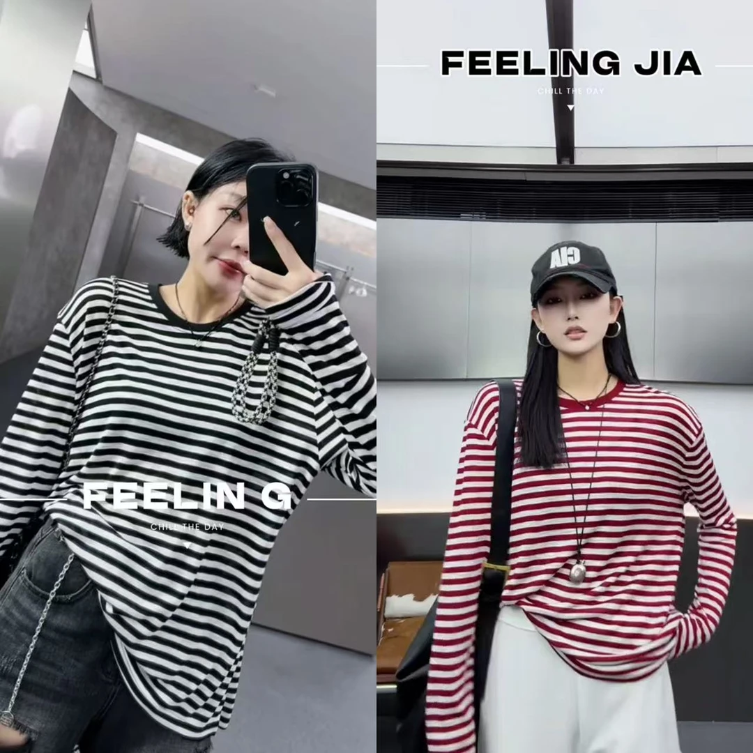 菲林家FL 67622【条条框框】 百搭撞色条纹T恤