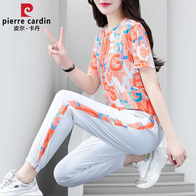 皮尔卡丹运动服套装女夏季2025年新款时尚冰丝薄款速干休闲两件套