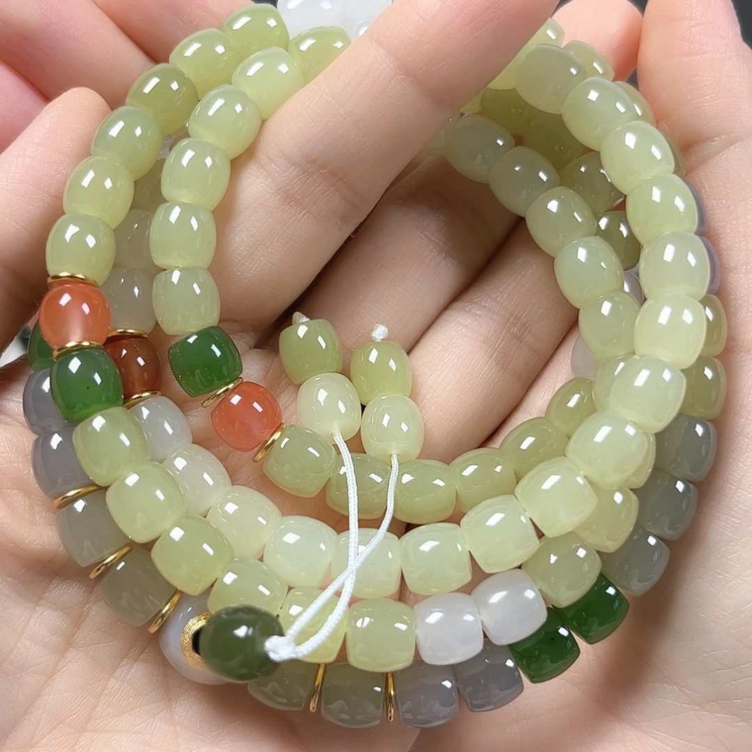 和田玉未镶嵌手串卡8直切108+5珠宝级货头