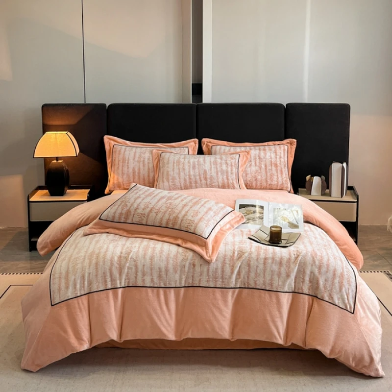 博洋家纺适用轻奢秋冬A类母婴级双面牛奶绒四件套