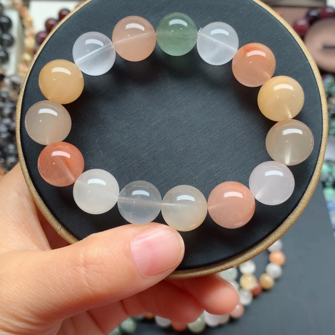 未镶嵌水晶手链玉化彩兔毛13.5