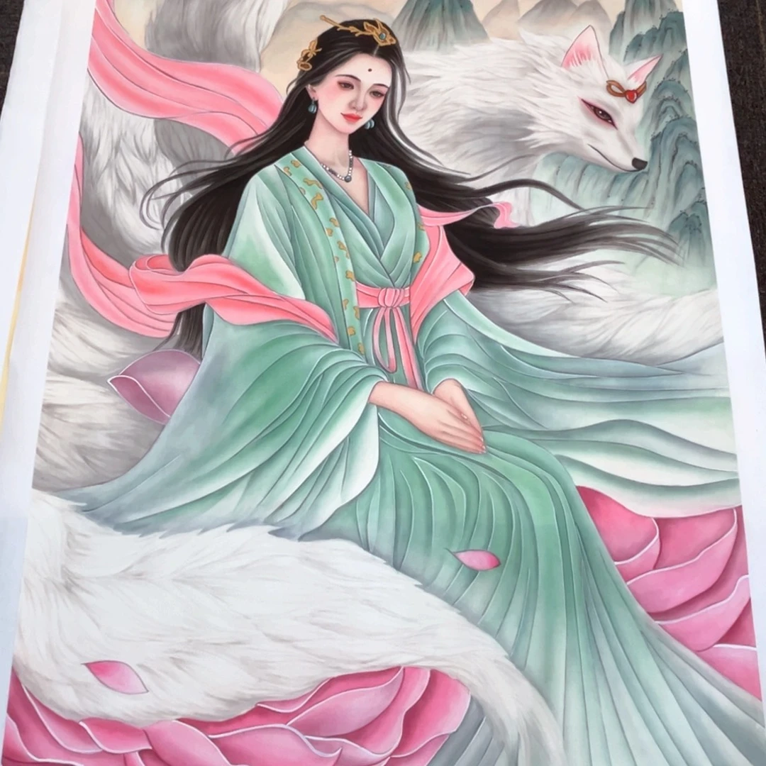 清***微国画秦老师九尾画芯