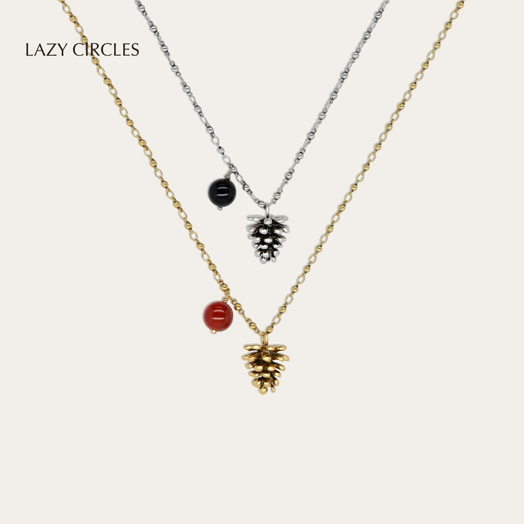 LAZY CIRCLES 合金项链 幸运松果项链