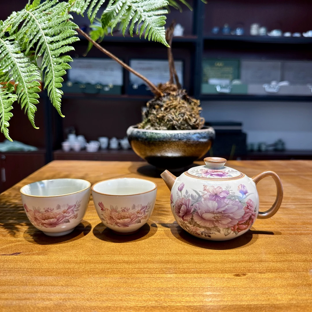 牡丹圆壶 一壶两杯-ZHZ025（众）