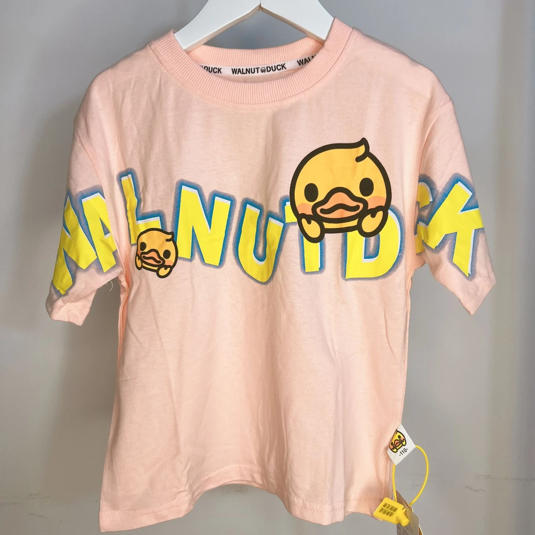 小黄鸭粉色纯棉T恤半袖夏季新款简约时尚儿童