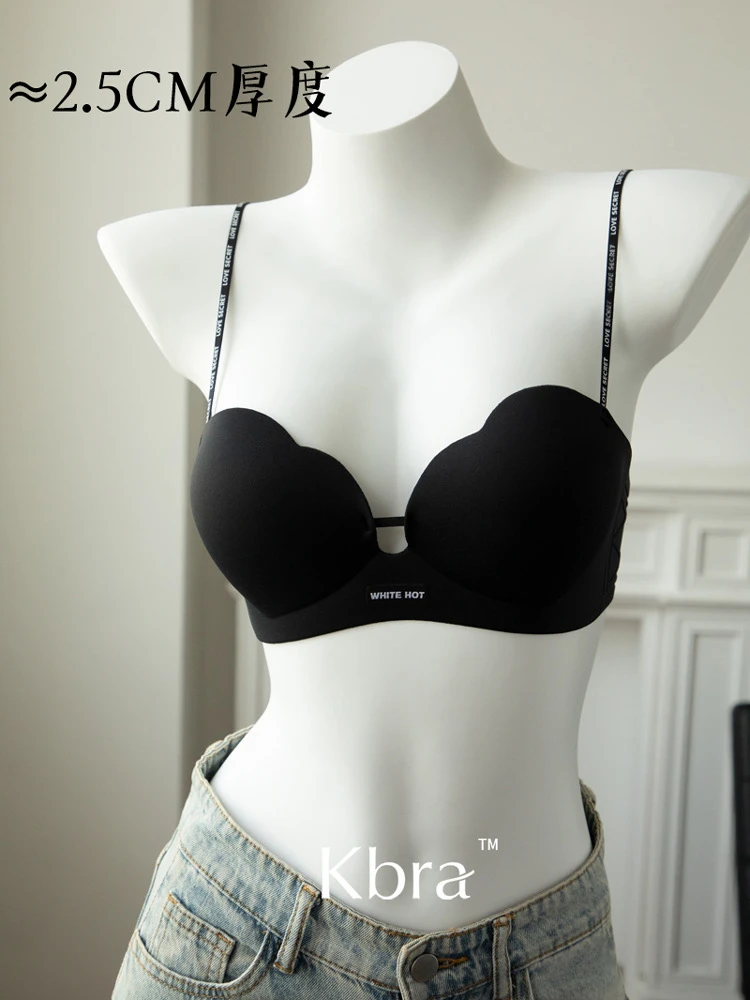 内衣小胸聚拢显大无钢圈软支撑性感字母细肩带无痕文胸防下垂舒适