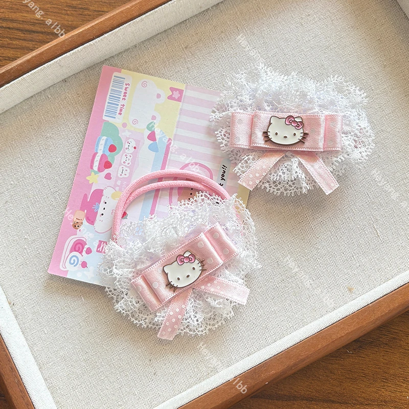 新款优雅爱心猫咪发夹发绳甜美少女心侧边夹马尾皮筋发圈百搭发饰