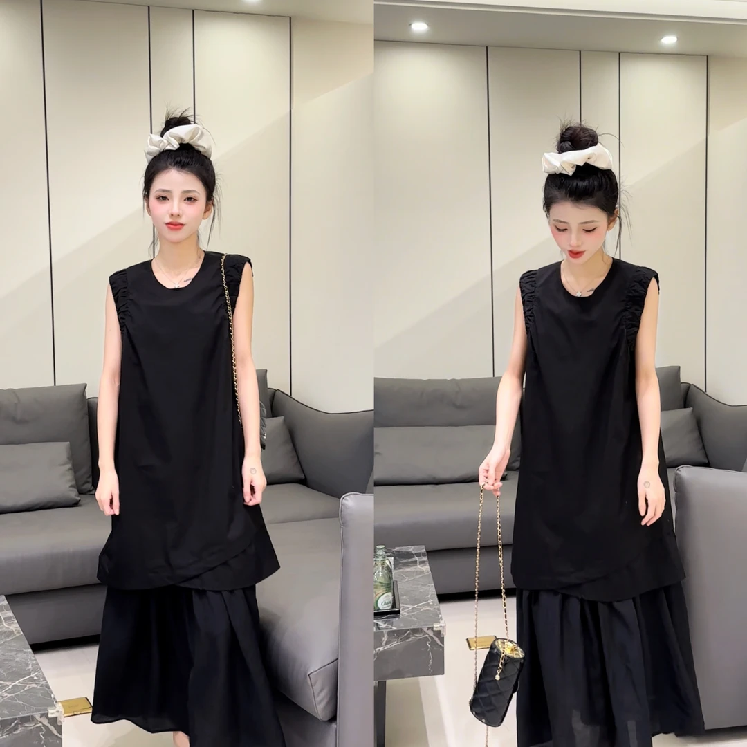 【温小柔定制.巴洛幻想】2025夏季新款高级感洋气韩系假两件连衣裙