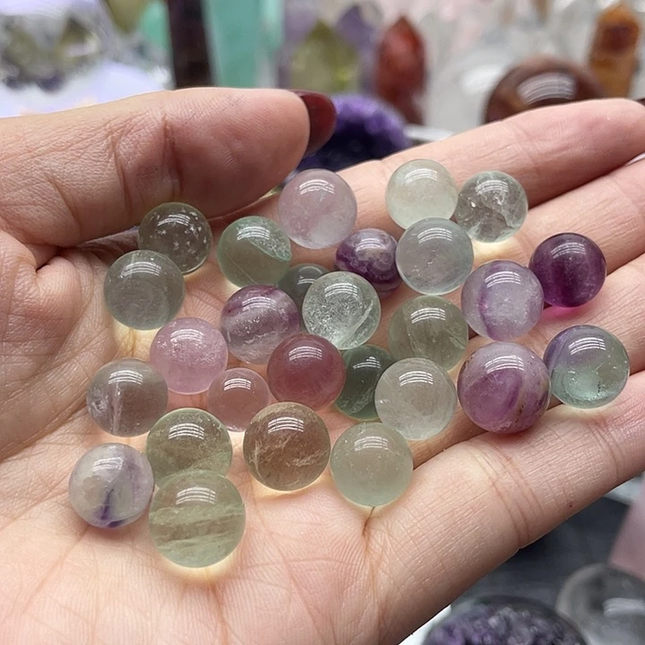 未镶嵌珠宝半成品水晶63马卡龙彩莹石水晶球
