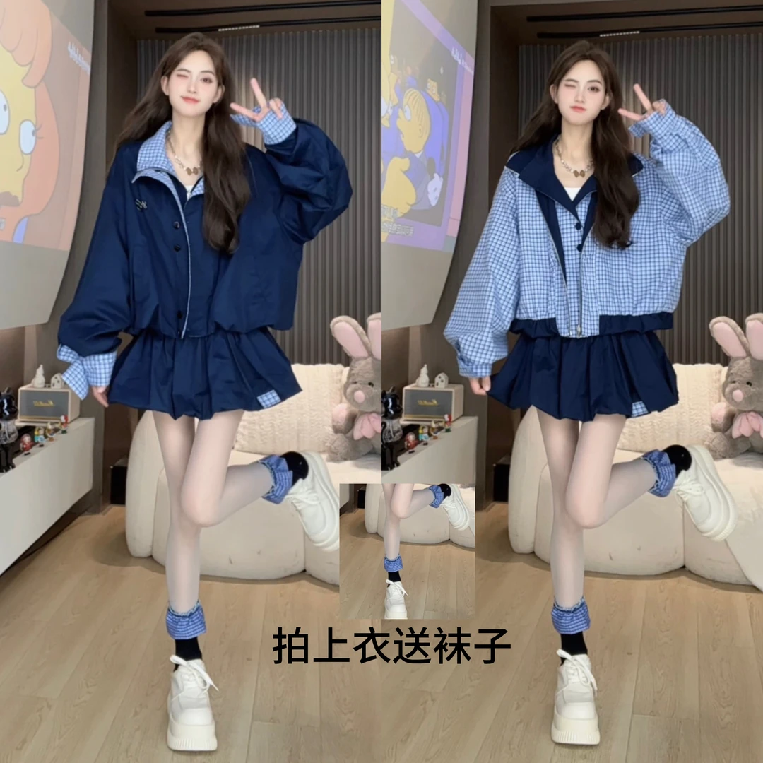 Y2胡萝卜【两面穿真两件套装裙】春季宽松新款设计感春秋长袖夏季