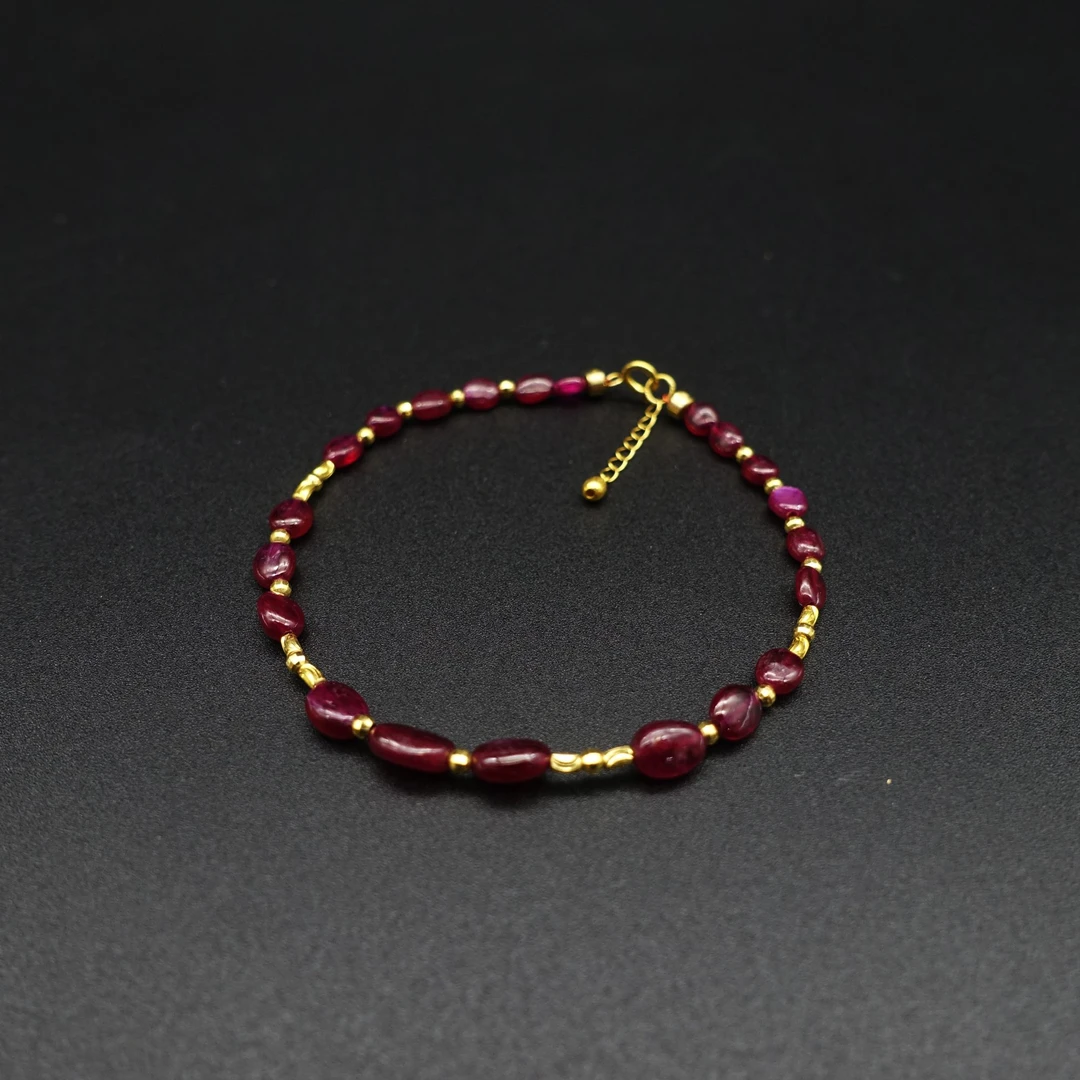 JUSTARRY【神秀】18k金天然红宝石蛋面手链（有烧，定位扣非18k金）