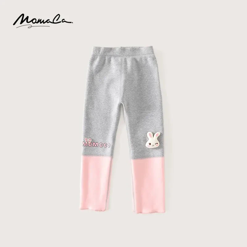 MOMOCO百搭女童可爱兔子拼色儿童外穿单穿加绒打底裤77830360009