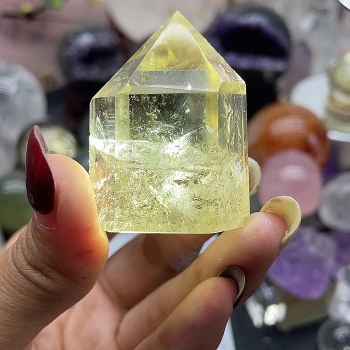 珠宝半成品未镶嵌水晶40黄水晶柱高4.3宽3.2