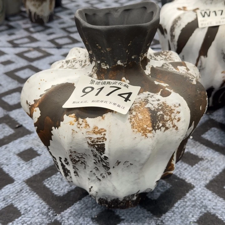 瓷片景德镇高温花器编码9174高31口6默认无孔
