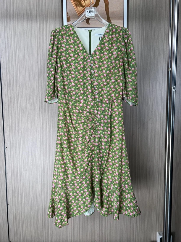 9070欧货品牌撤柜fg夏季显瘦女装春夏新款时尚气质褶皱碎花连衣裙