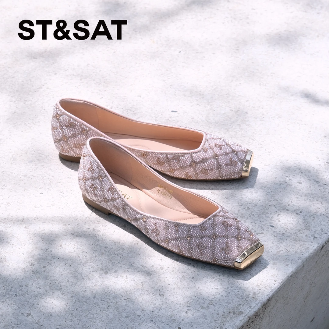 【月华流霜】星期六女鞋水钻方头低跟舒适软底高级感单鞋上班族鞋子