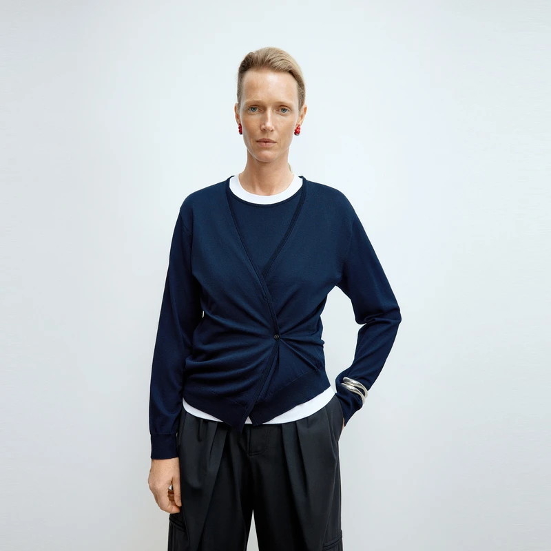 【商场同款】edition2025春季新款假两件绵羊毛针织衫#EBE1CAR009