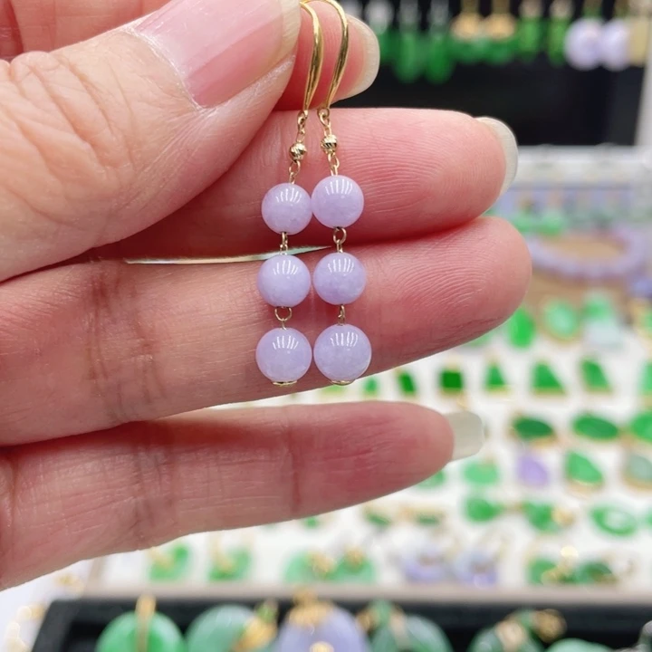 翡翠18K金镶嵌耳饰