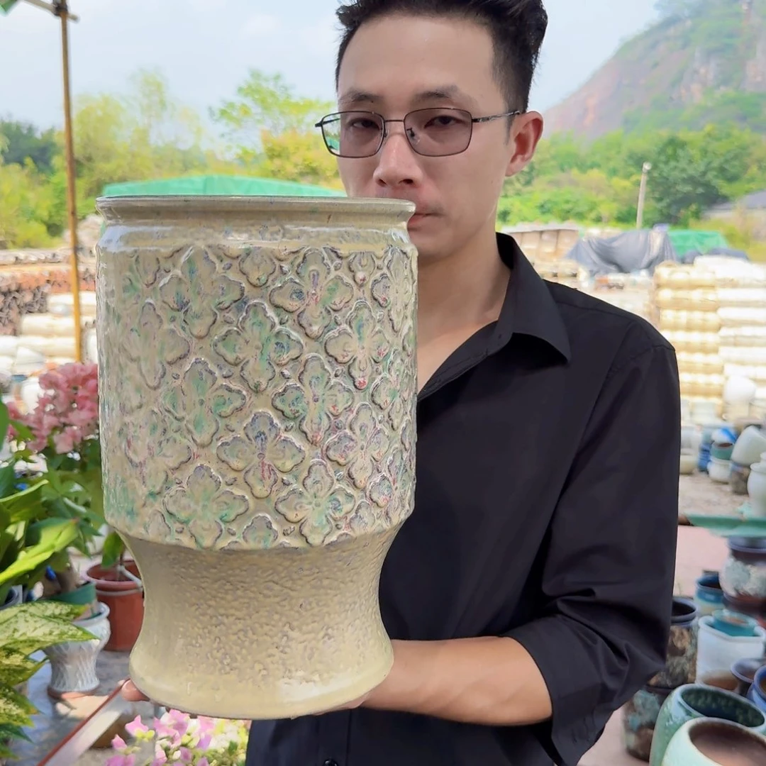 紫砂花盆口20高30（一个菠萝绿