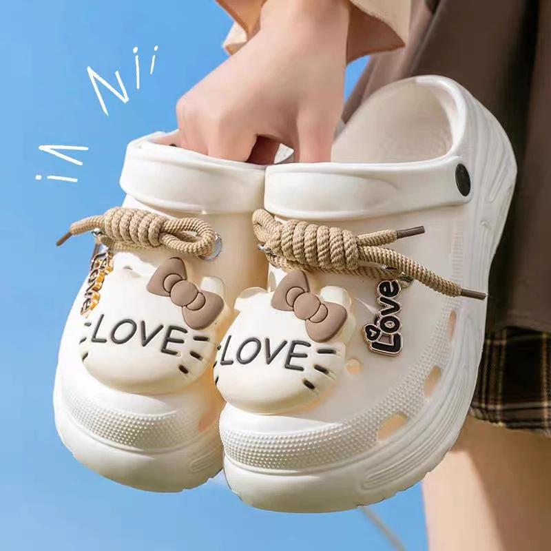 新疆（4厘米）女鞋白色洞洞鞋夏季外穿新款厚底eva凉鞋包头鞋818