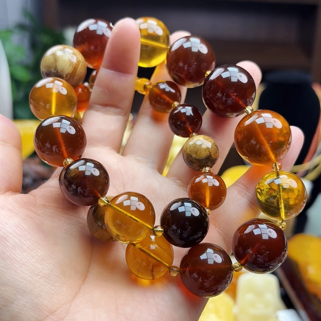多***木蜜蜡颈饰未镶嵌天然保真假一赔十