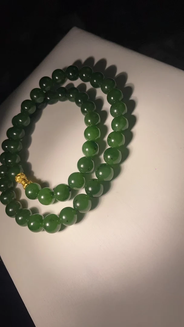 正宗保真天然和田玉妈妈链卡10mm碧玉洋气百搭款