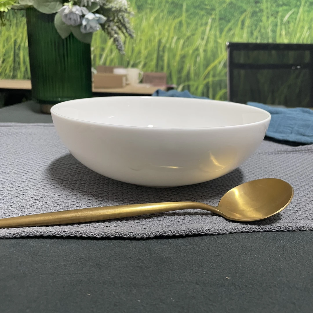 A867⑦】7.5英寸浅口汤面碗1/2/4只纯白唐山骨瓷家用餐具