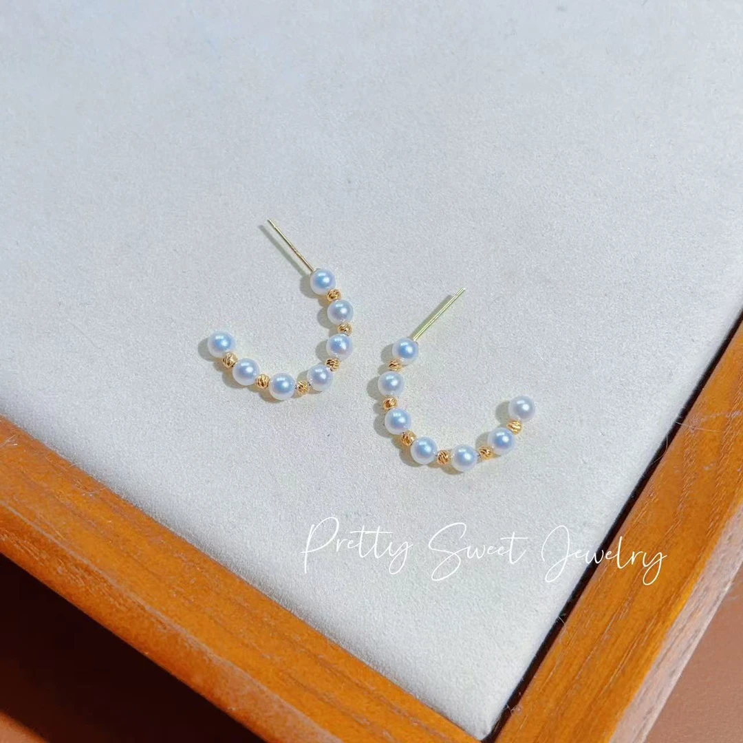 925银耳饰 春夏法式优雅纯银珠珠C圈ins耳环小众耳圈轻奢百搭