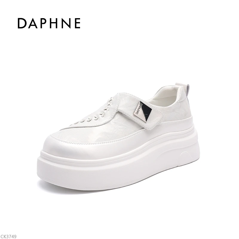 达芙妮休闲鞋女2025新款夏秋百搭休闲透气厚底板鞋魔术贴小白鞋J