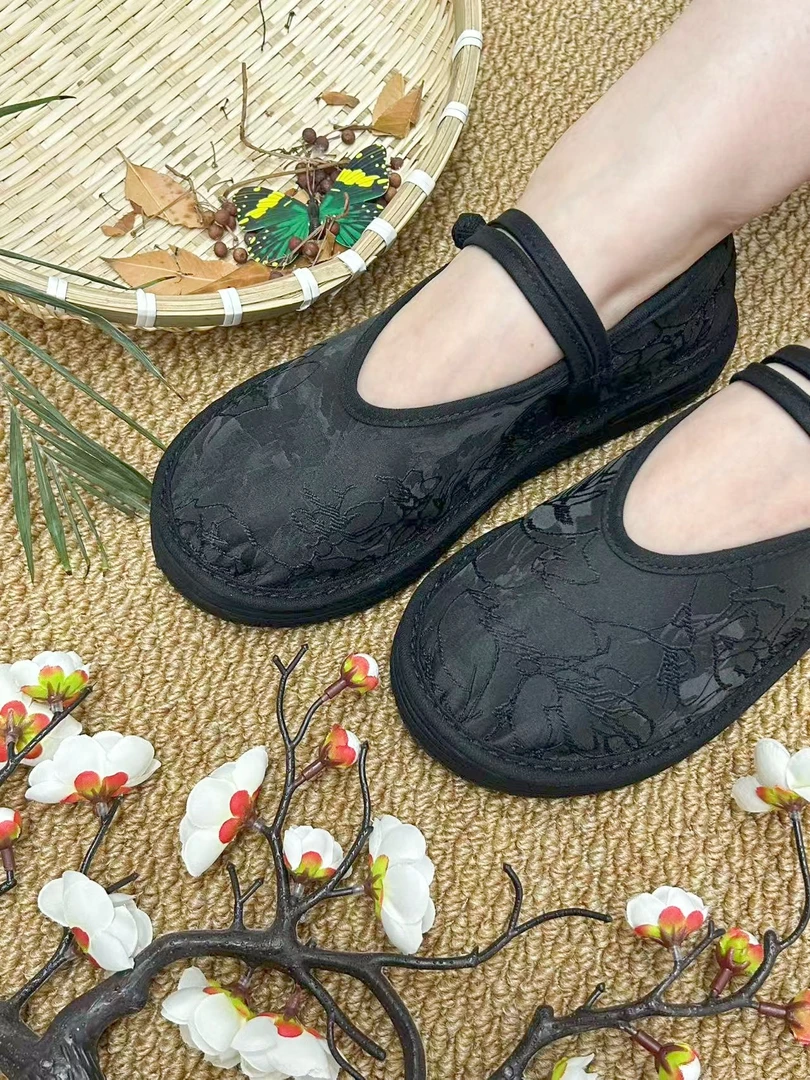 【黑枝-盘扣】手工布鞋千层底布鞋