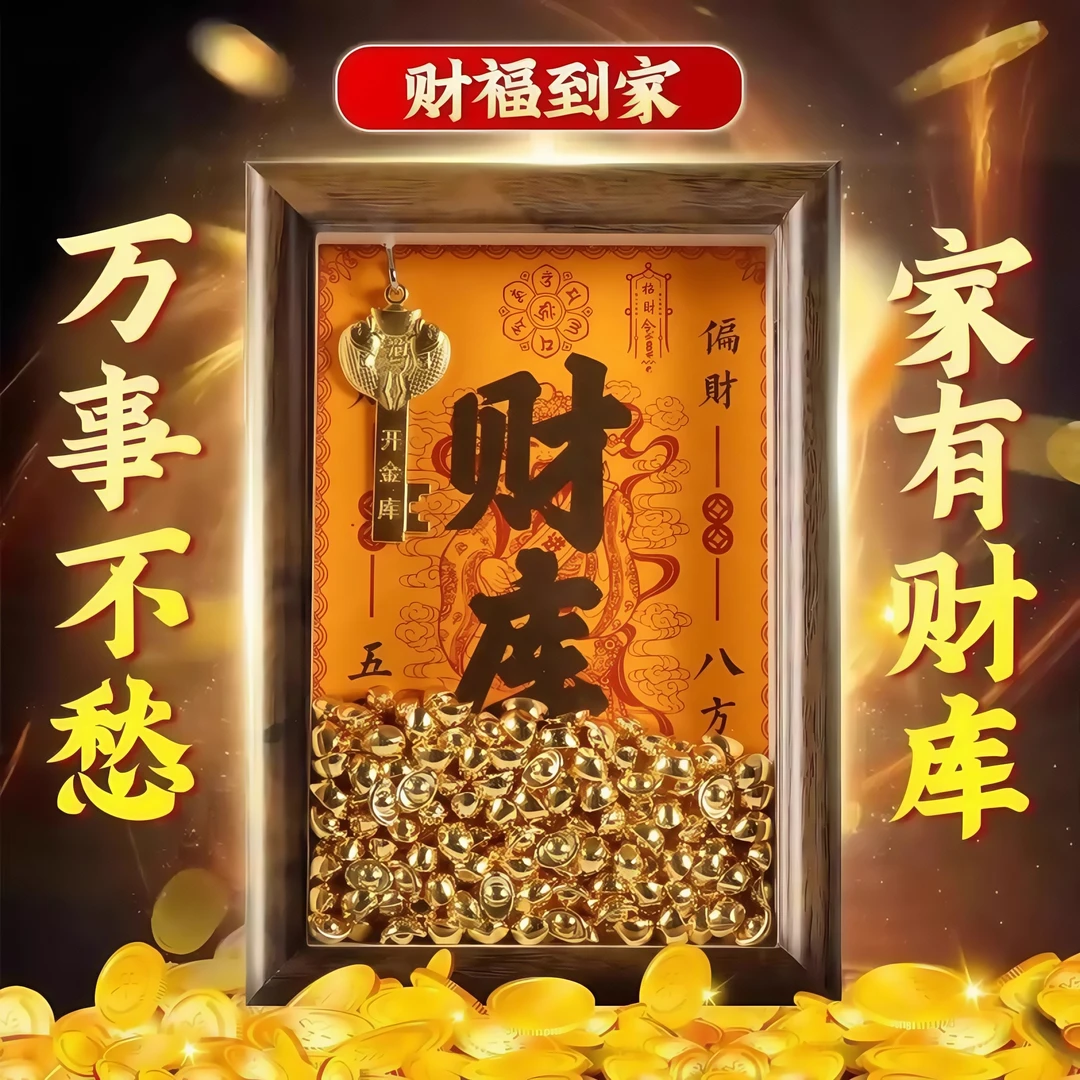 速焰【2025】开财库黄财神财库相框办公室工位摆件创意小摆件
