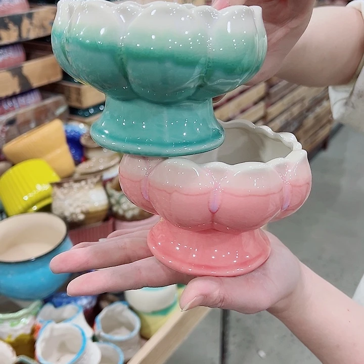 有孔，凑单福利满10元发货陶瓷多肉花盆！