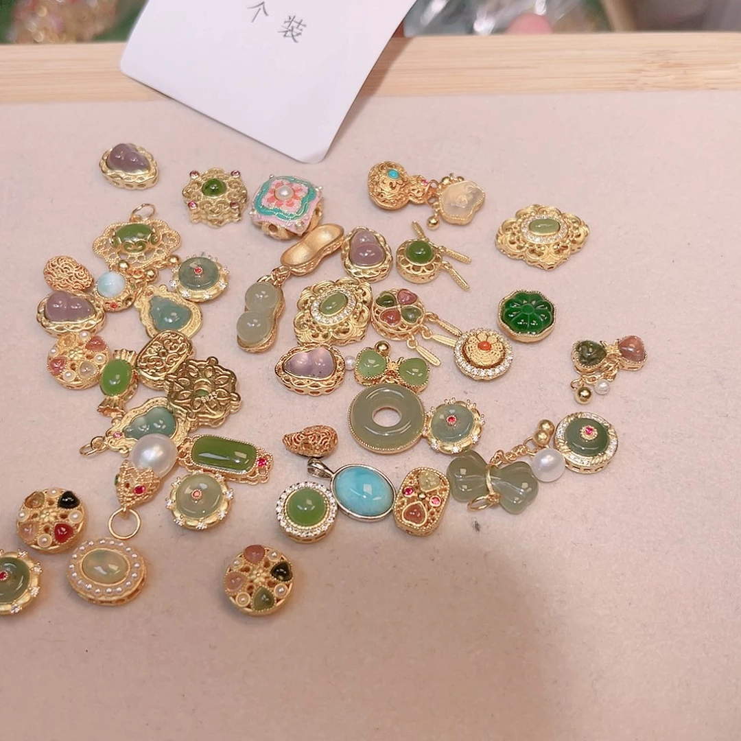 紫晶珠宝半成品银S925镀金镶嵌38