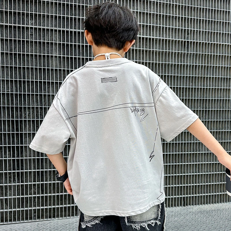 男童短袖t恤2025新款大童夏季洋气男孩纯棉儿童薄款夏装体恤上衣T