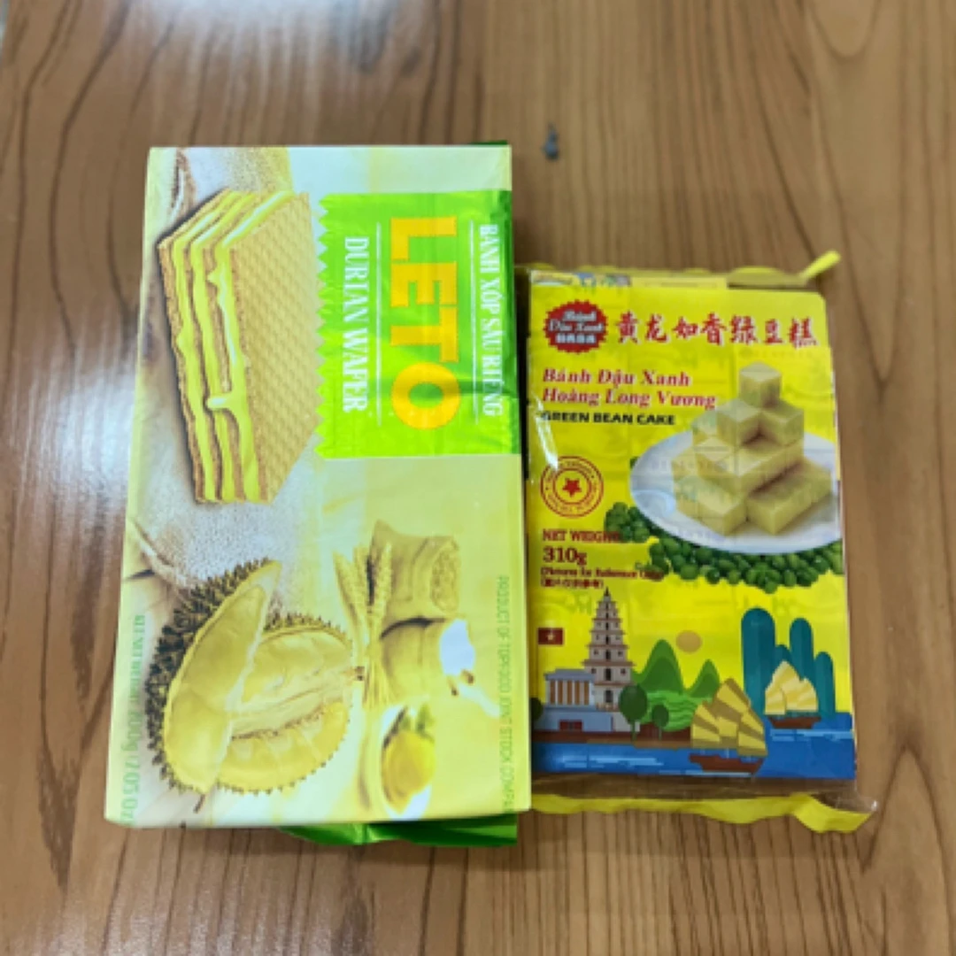 越南风味绿豆糕黄龙如香绿豆糕1袋*榴莲威化饼1包