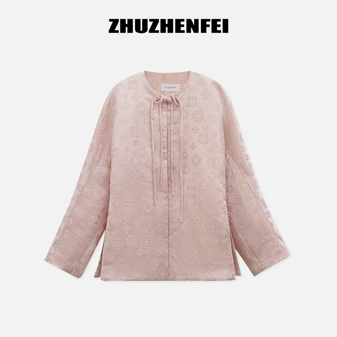 ZHUZHENFEI【容华】新中式暗纹提花气质外套短款棉服-Z354019