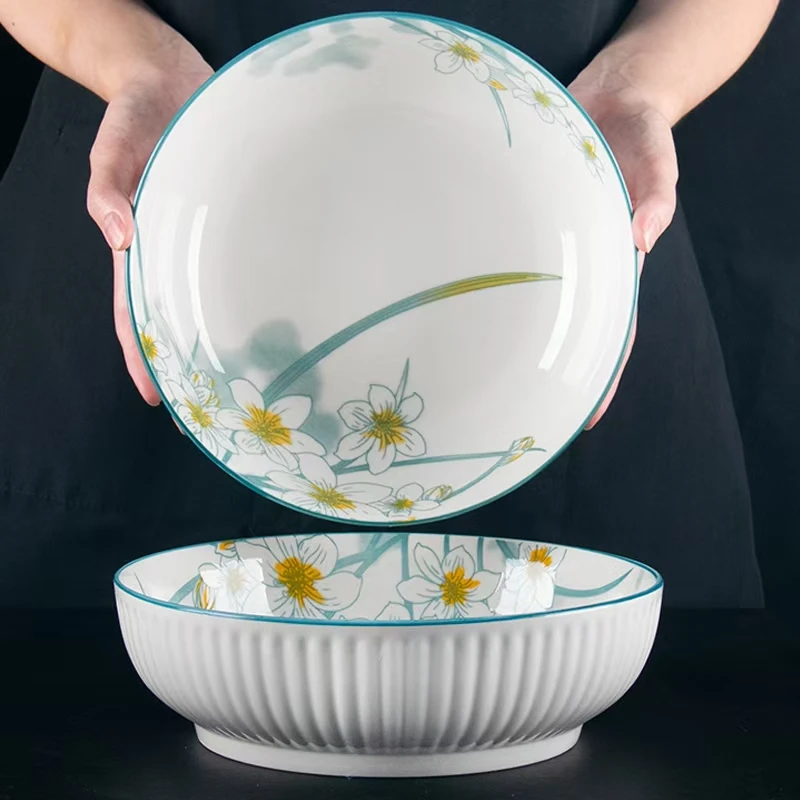 9英寸水仙花汤碗到手2个 破损联系客服